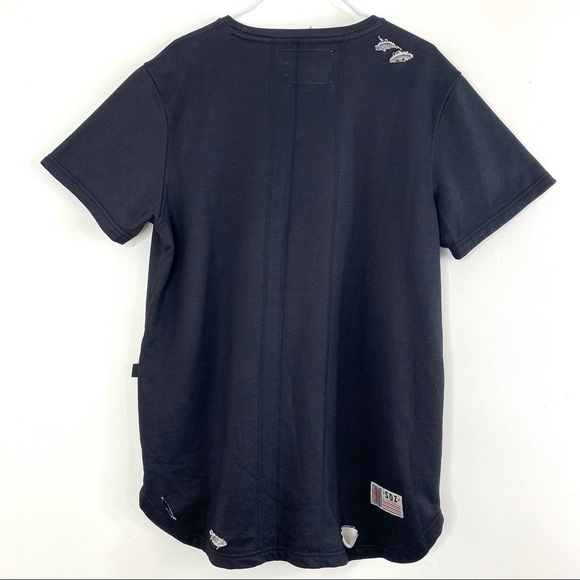 Square Zero Bear Patches Distressed Short Sleeve Sweatshirt Black - Picture 4 of 12